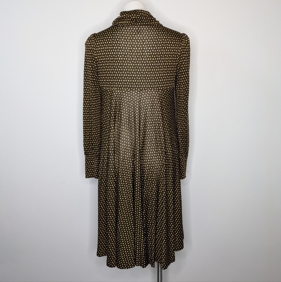 Diane Von Furstenberg brown green fall acorn print silk blend mock neck dress 8 - Picture 7 of 9
